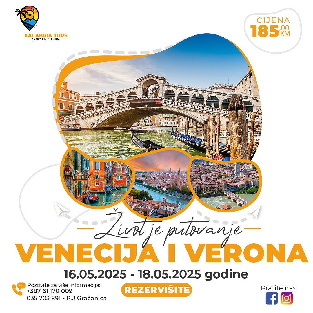 VENECIJA – VERONA – 1 NOĆENJE SA DORUČKOM U 𝗟𝗜𝗗𝗢 𝗗𝗜 𝗝𝗘𝗦𝗢𝗟𝗢 HOTELU 3*