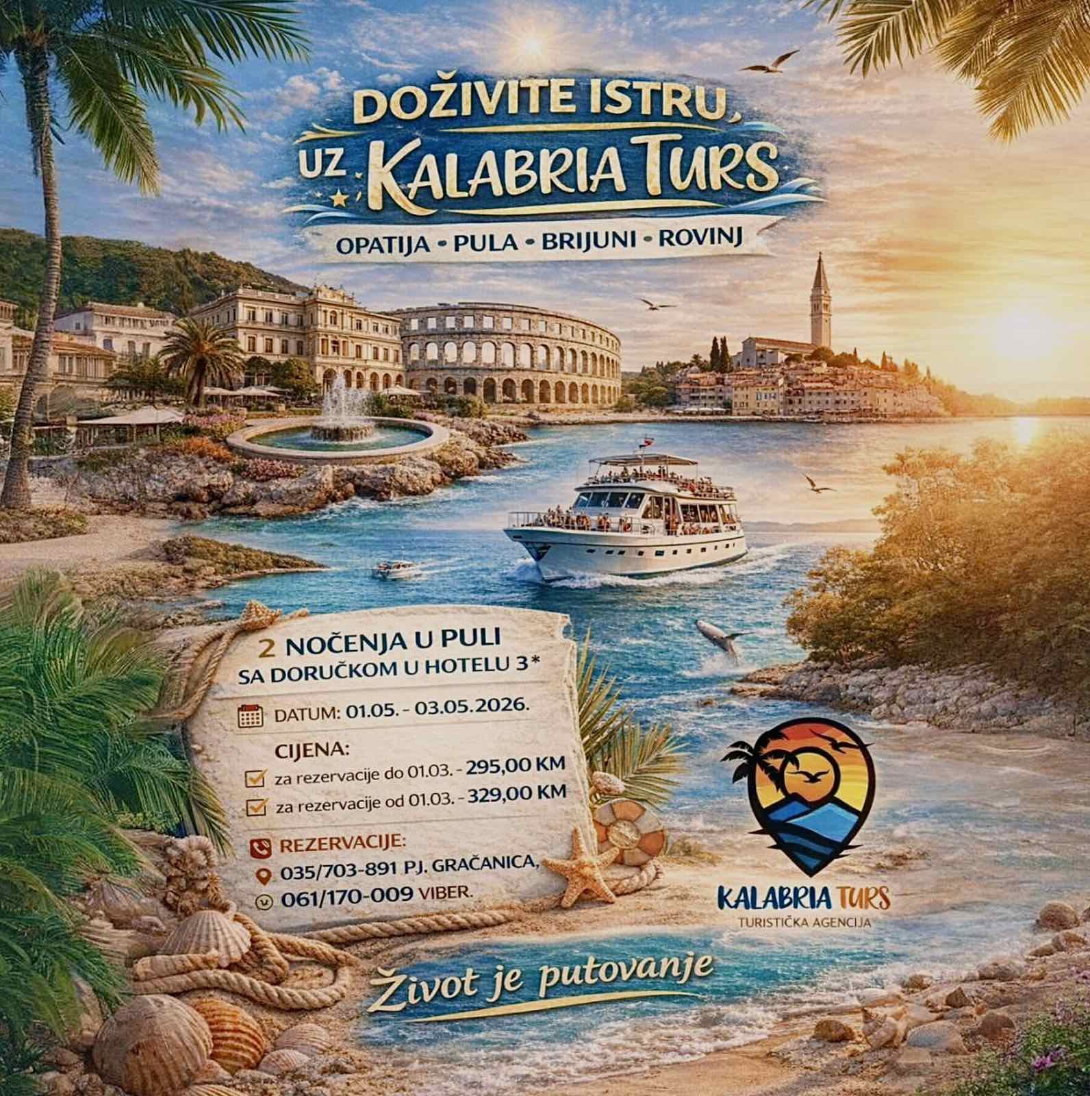 OPATIJA + PULA + BRIJUNI + ROVINJ – 2 NOĆENJA U PULI SA DORUČKOM